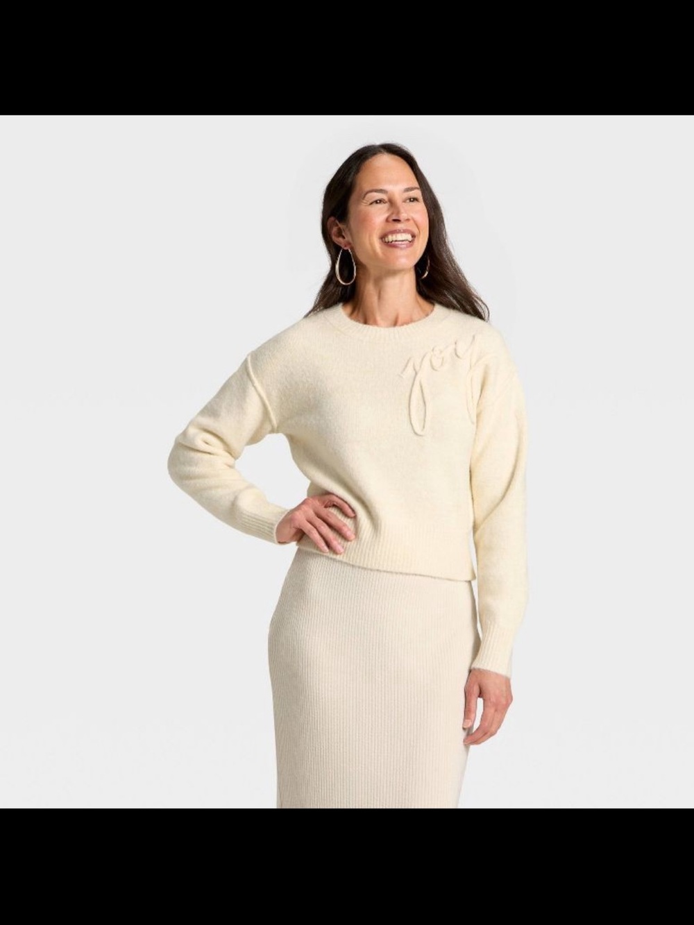 Target Women’s Ivory Crewneck Sweater with Subtle Embroidery
